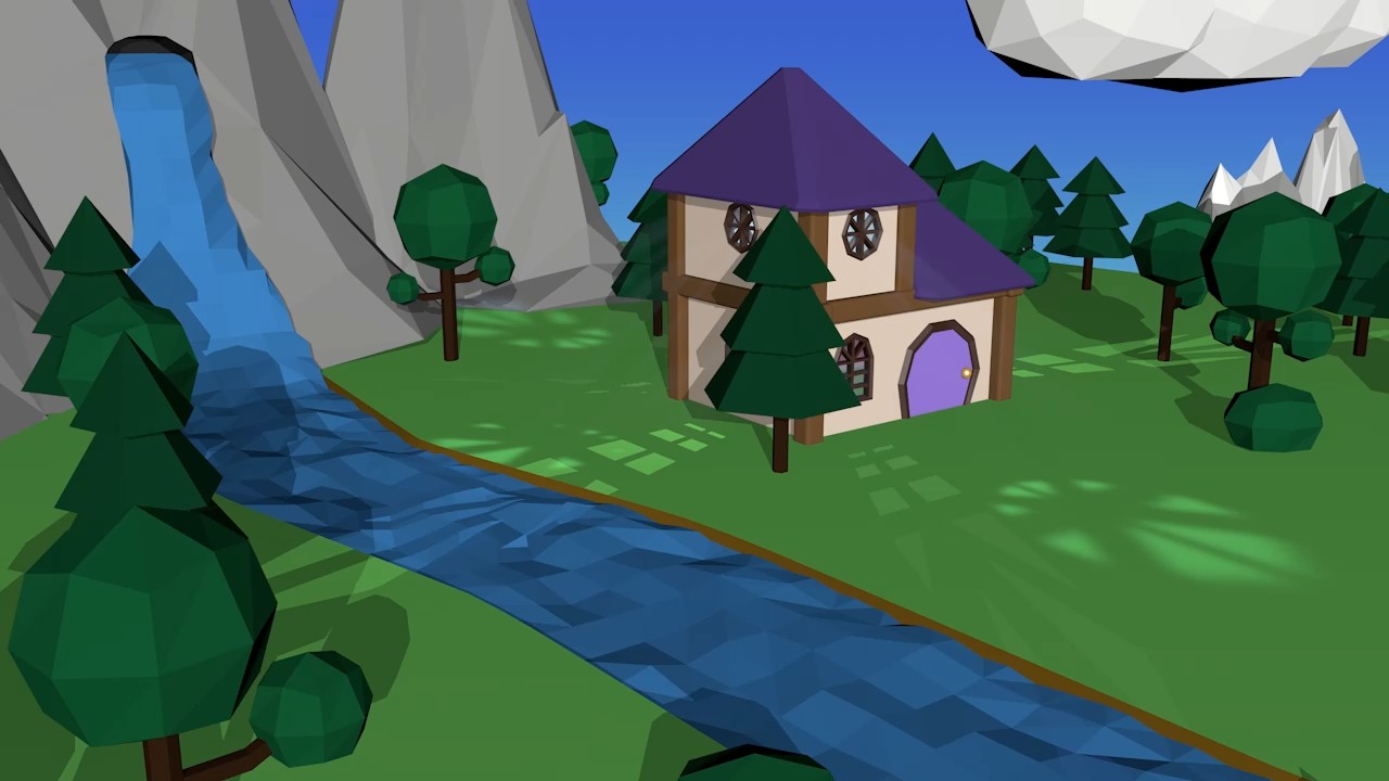 Picture of Cinema 4D Low Poly Animation - Floating Islands birdview