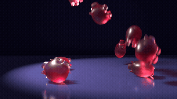 C4D Pigs falling